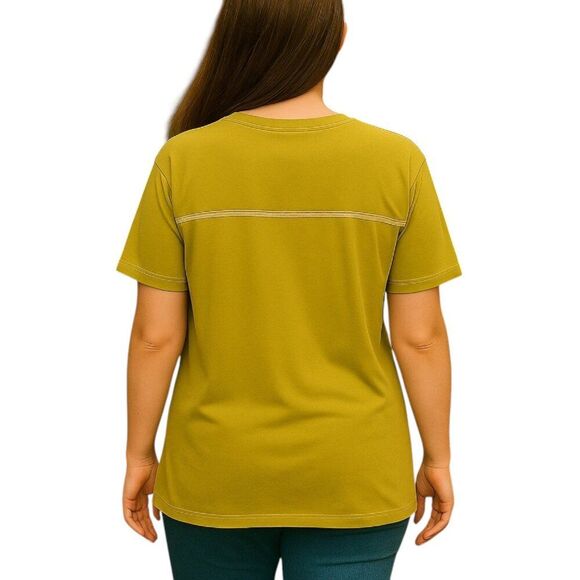 NEW POL Relaxed Fit Green T-Shirt | V-Neck Pocket Silky Comfy | Oversized Small - Picture 2 of 14